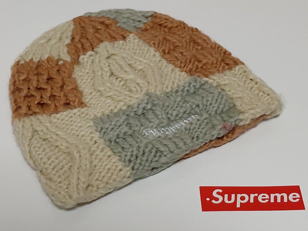 【新品未着用】Supreme　Block　Knit　Beanie　\"Tan\"