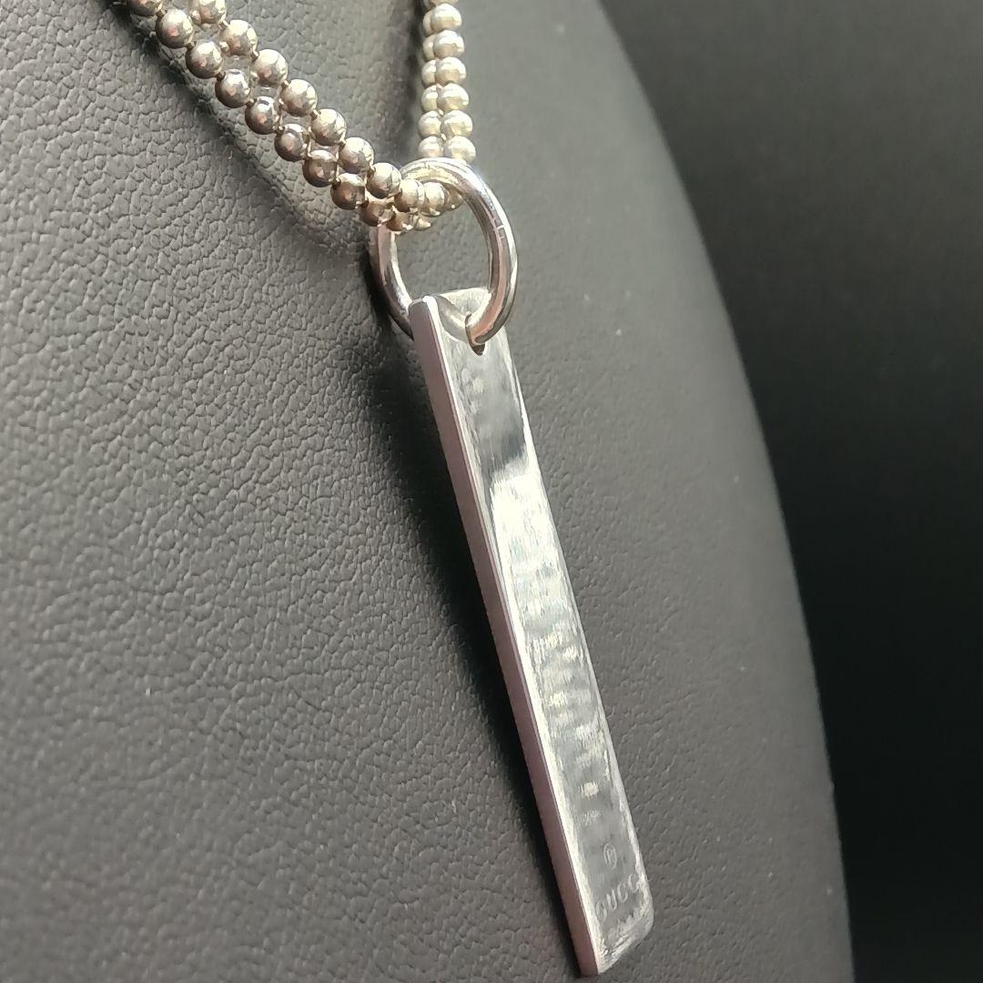 GUCCI プレート 純正ダブルチェーン ネックレス 24g SILVER925