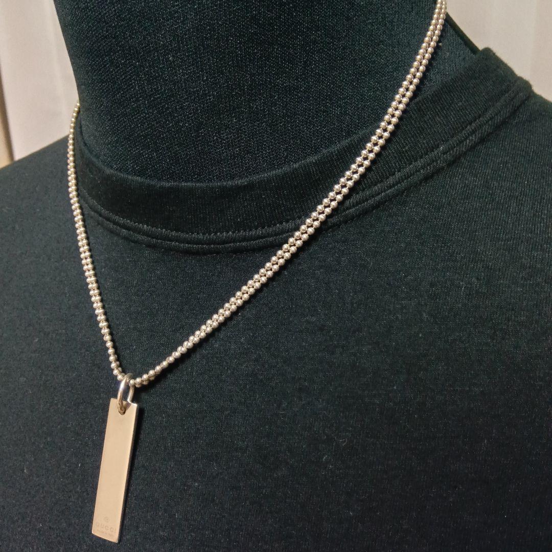 GUCCI プレート 純正ダブルチェーン ネックレス 24g SILVER925