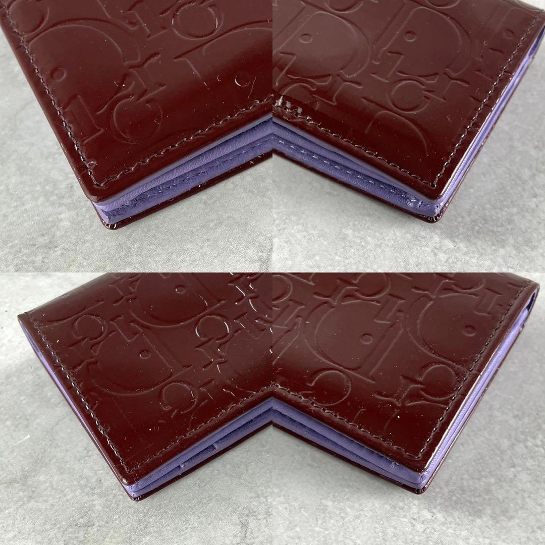 Christian Dior エンボスロゴ カードケース　エナメル　赤