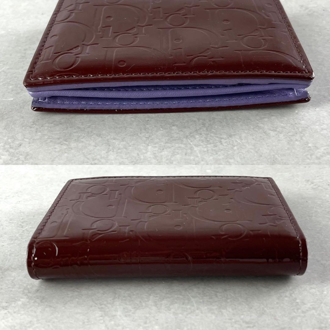 Christian Dior エンボスロゴ カードケース　エナメル　赤