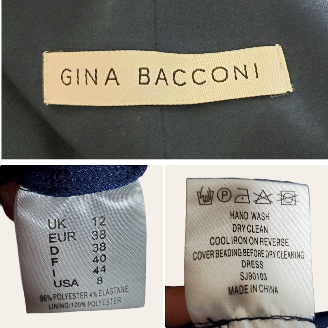 GINA BACCONI ロングドレス(ネイビー)美品　UKサイズ12