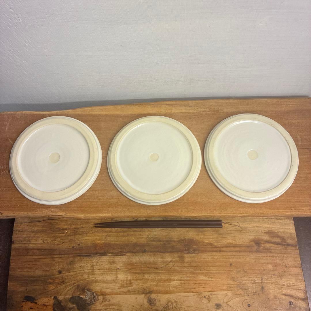 あおい新品　陶器　陶芸作家　プレート皿3枚　412