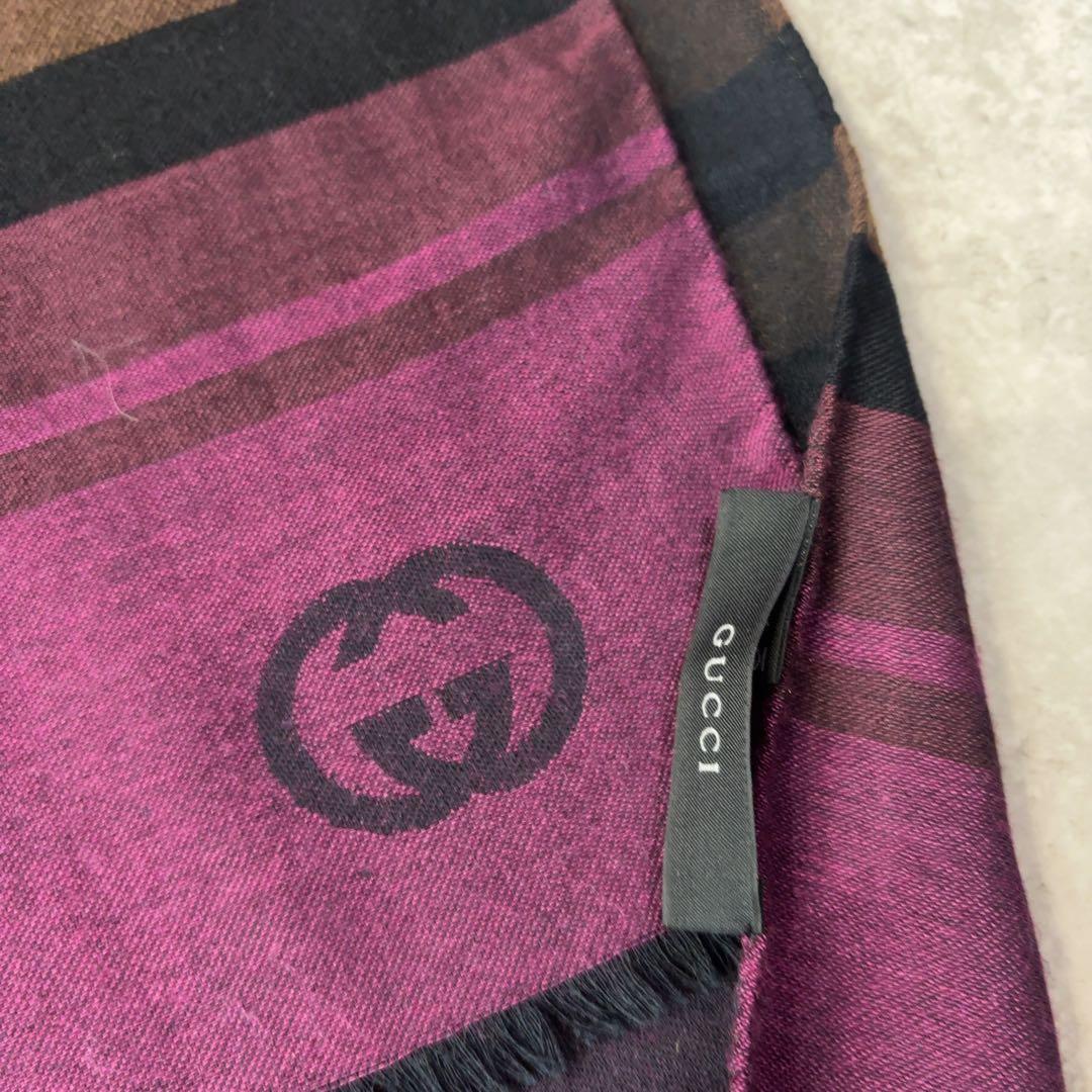 GUCCI グッチ GGロゴ カシミヤ　シルク混ストール マフラー イタリア製