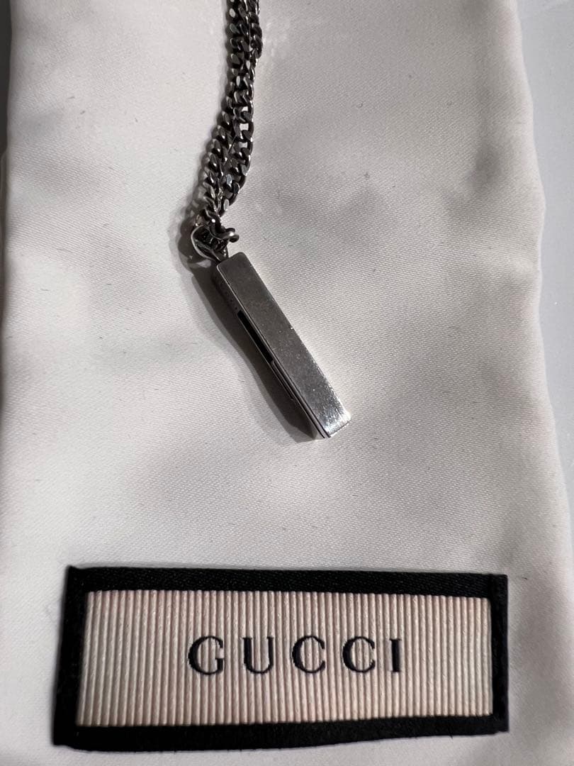 GUCCI/グッチ Gプレート ネックレス シルバー