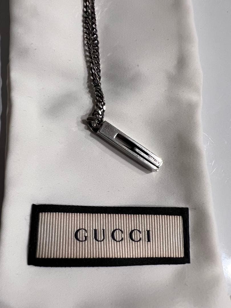 GUCCI/グッチ Gプレート ネックレス シルバー