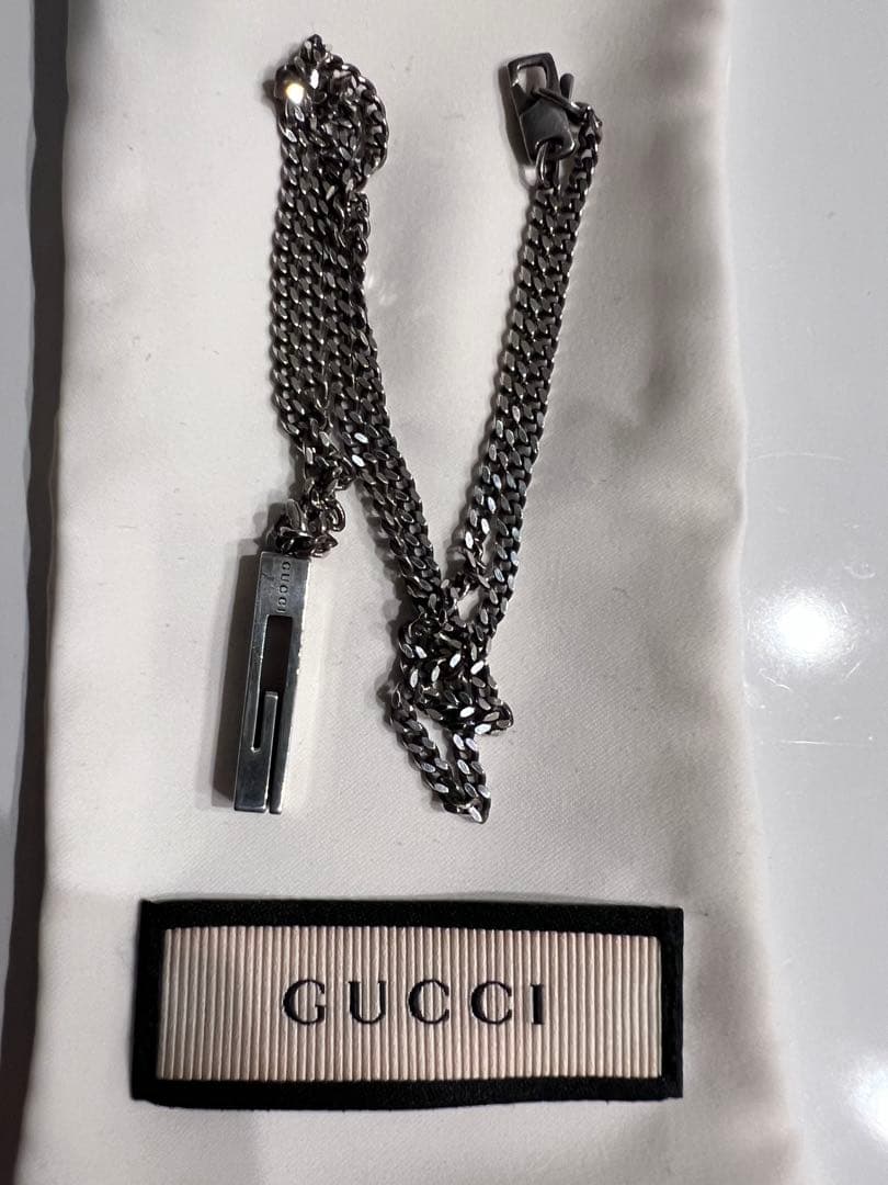 GUCCI/グッチ Gプレート ネックレス シルバー
