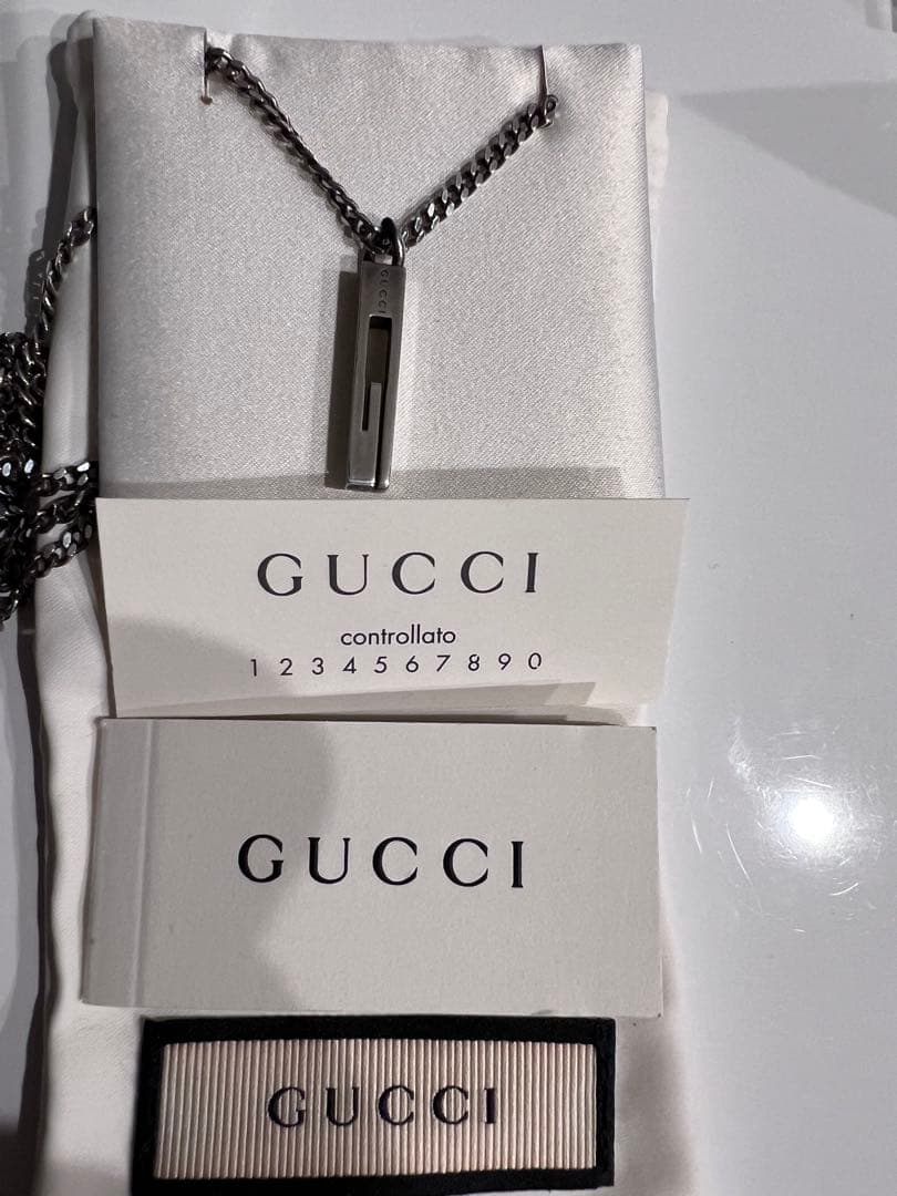 GUCCI/グッチ Gプレート ネックレス シルバー