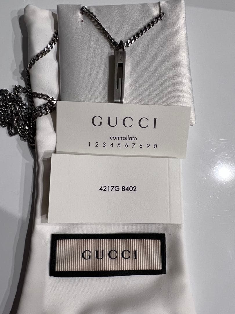 GUCCI/グッチ Gプレート ネックレス シルバー