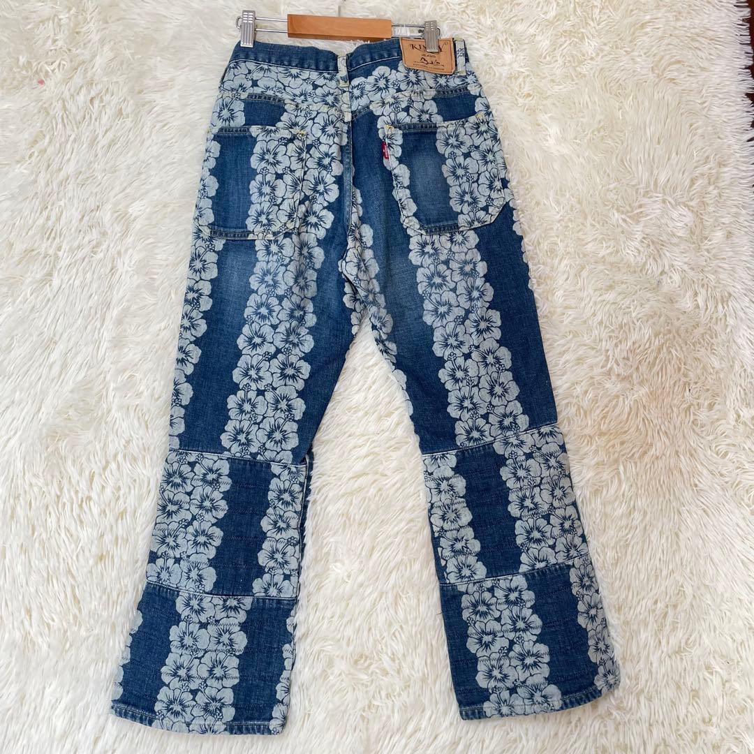 HYSTERIC GLAMOUR 90sハイビスカス柄 デニムパンツ
