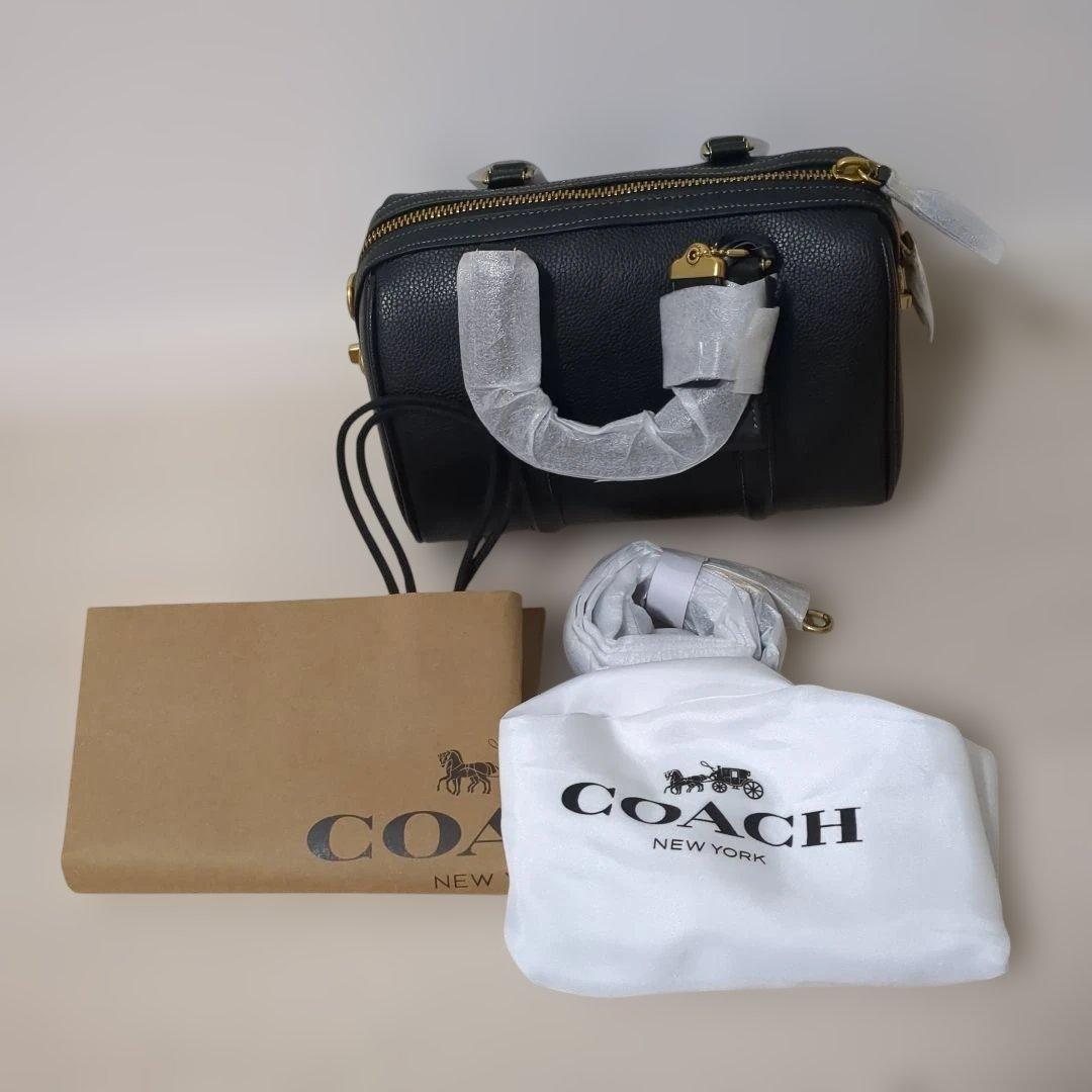 新品 COACH ルビーサッチェル25 ブラック ミニボストンバッグ