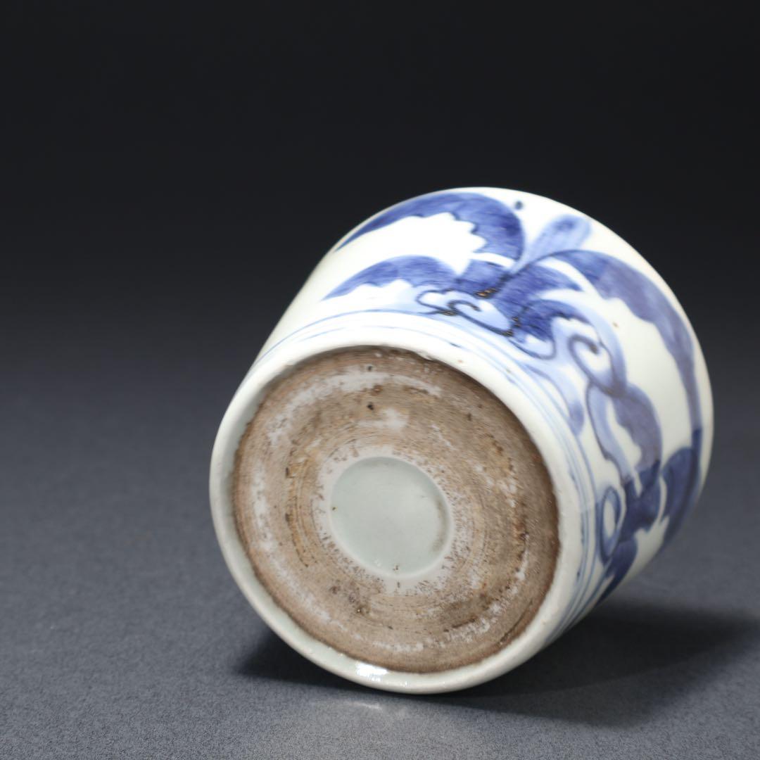 伊万里染付　芭蕉図蕎麦猪口　骨董　古伊万里　R1465ダD