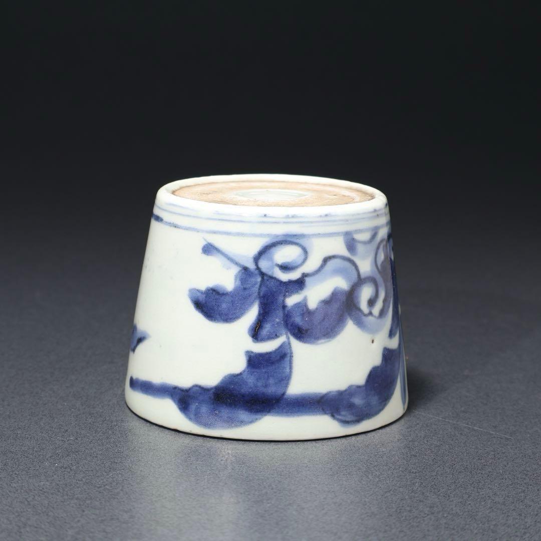 伊万里染付　芭蕉図蕎麦猪口　骨董　古伊万里　R1465ダD