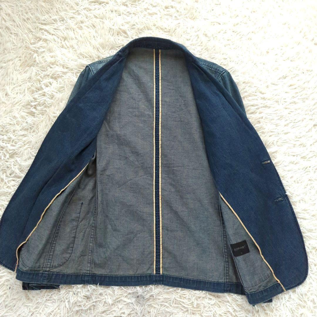 SOPHNET. ソフネット テーラードジャケット デニム ヴィンテージ加工 М