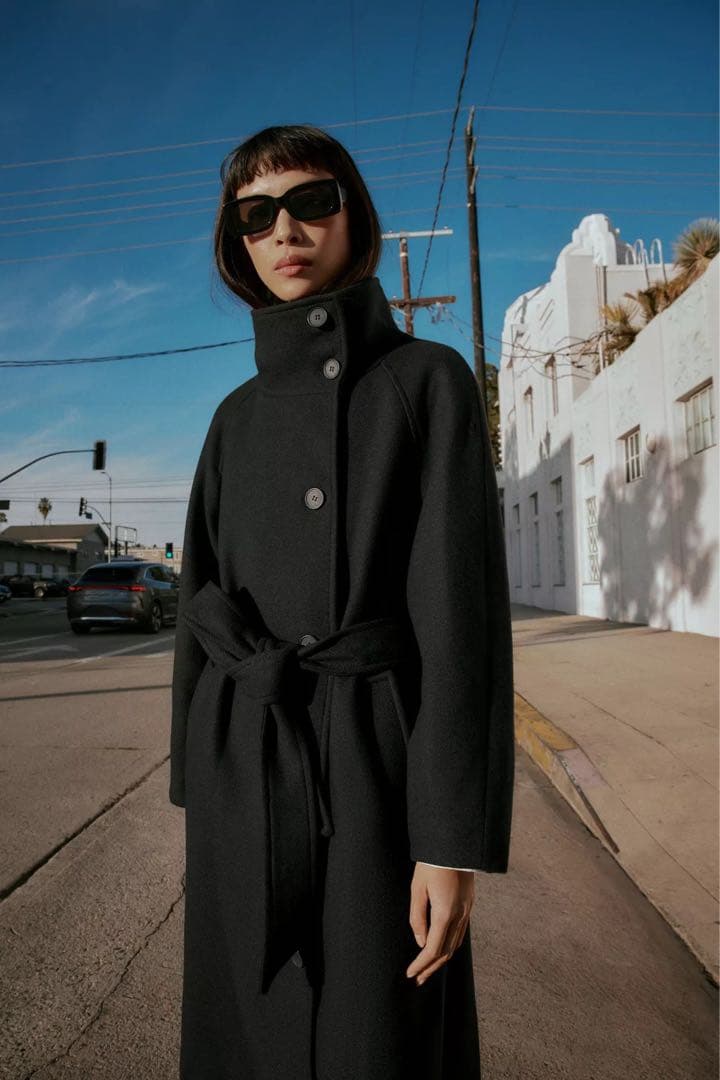ZARA 2026 ウール製ハイネックロングコート