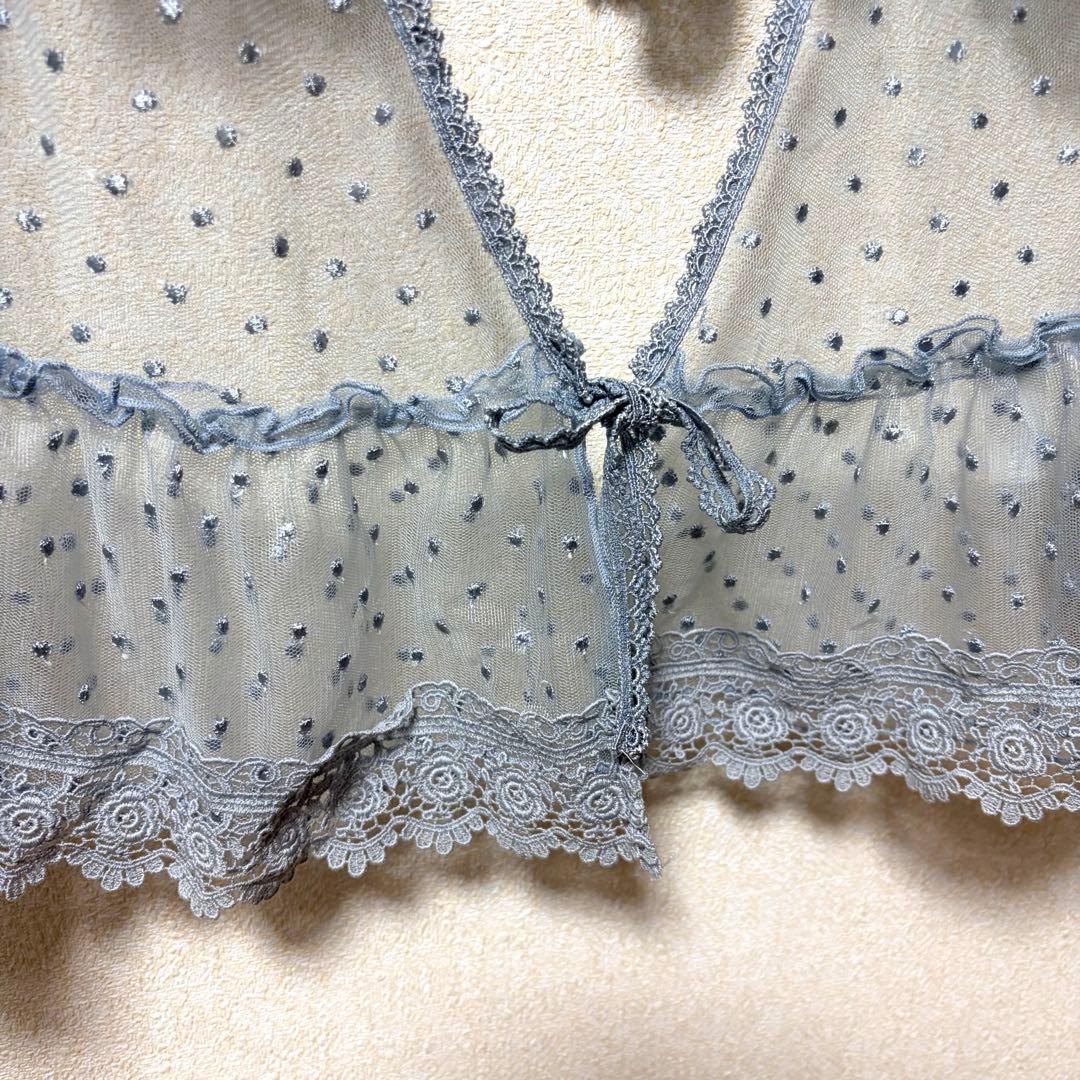 ピンクハウス　ポルカドットチュール　薔薇刺繍レース　ストール　日本製【P76