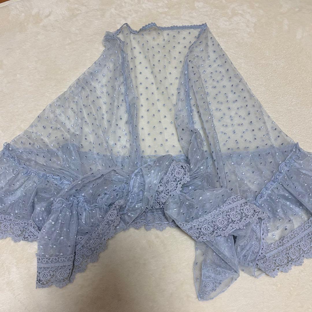 ピンクハウス　ポルカドットチュール　薔薇刺繍レース　ストール　日本製【P76