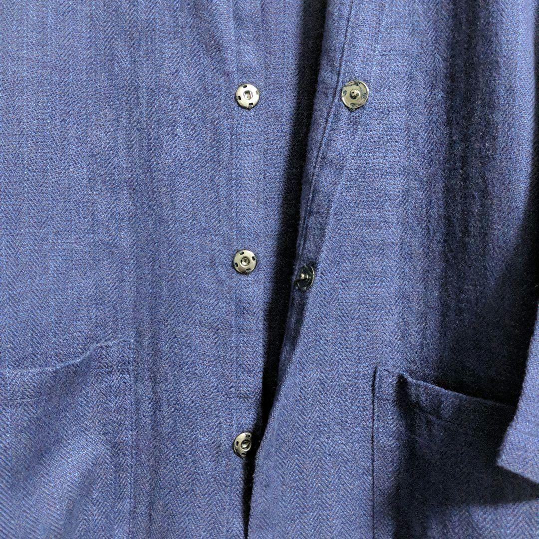 fog linen work リネンウール ヘリンボーン コートワンピース