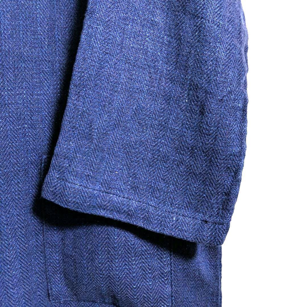 fog linen work リネンウール ヘリンボーン コートワンピース