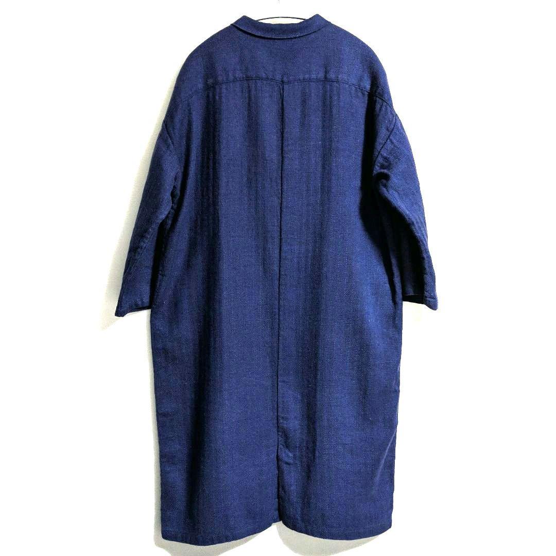 fog linen work リネンウール ヘリンボーン コートワンピース