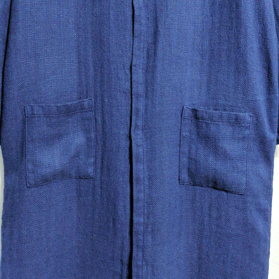fog linen work リネンウール ヘリンボーン コートワンピース