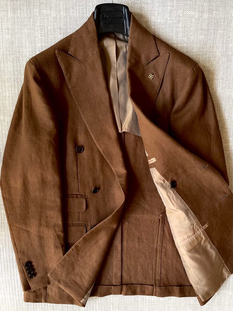 De Petrillo⭐️ペトリロ 46⭐️ダブルセットアップ⭐️ブラウン×リネン