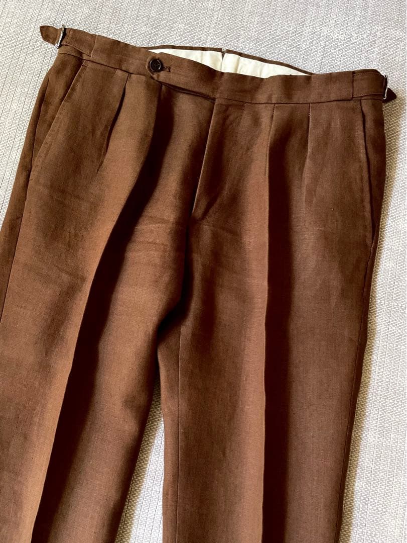 De Petrillo⭐️ペトリロ 46⭐️ダブルセットアップ⭐️ブラウン×リネン