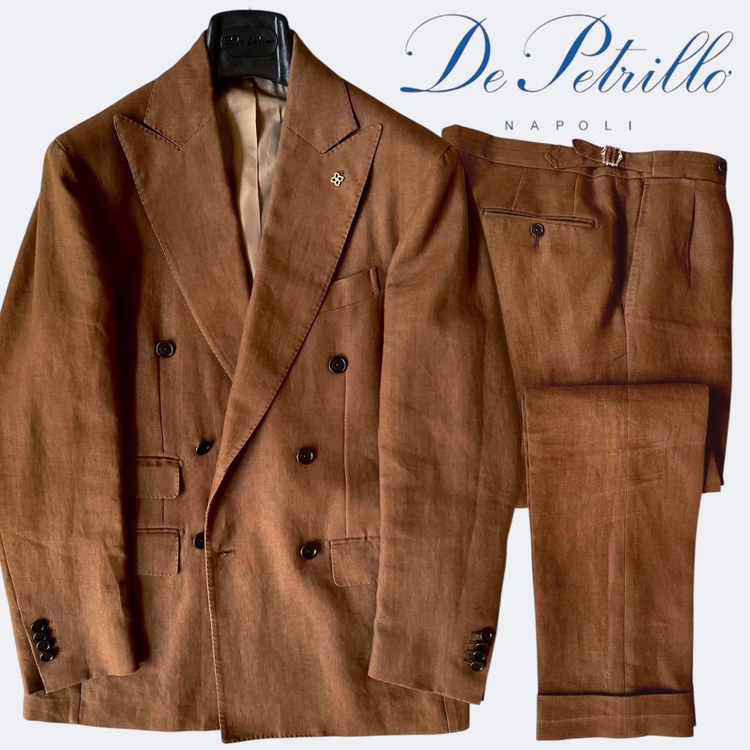 De Petrillo⭐️ペトリロ 46⭐️ダブルセットアップ⭐️ブラウン×リネン