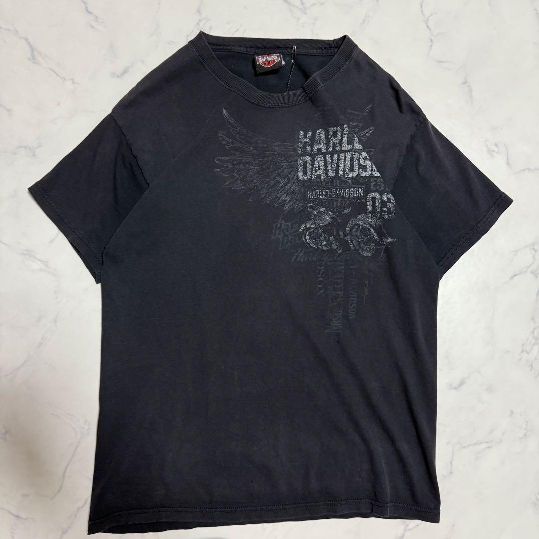 【即発送】00s ハーレーダビットソン 半袖Tシャツ ブラック M フェード