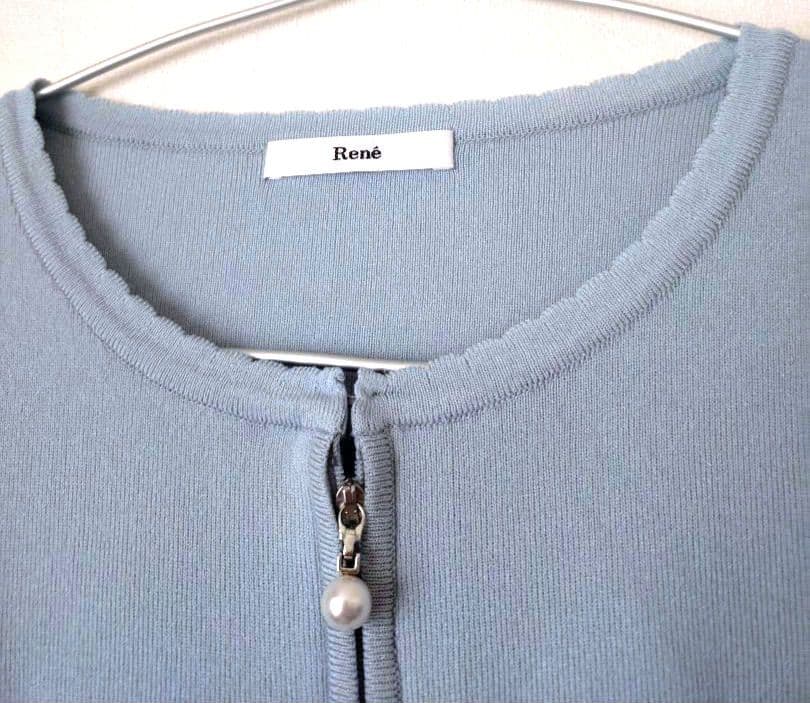 【極美品】Rene ルネ パールジップカーディガン 36 リボン