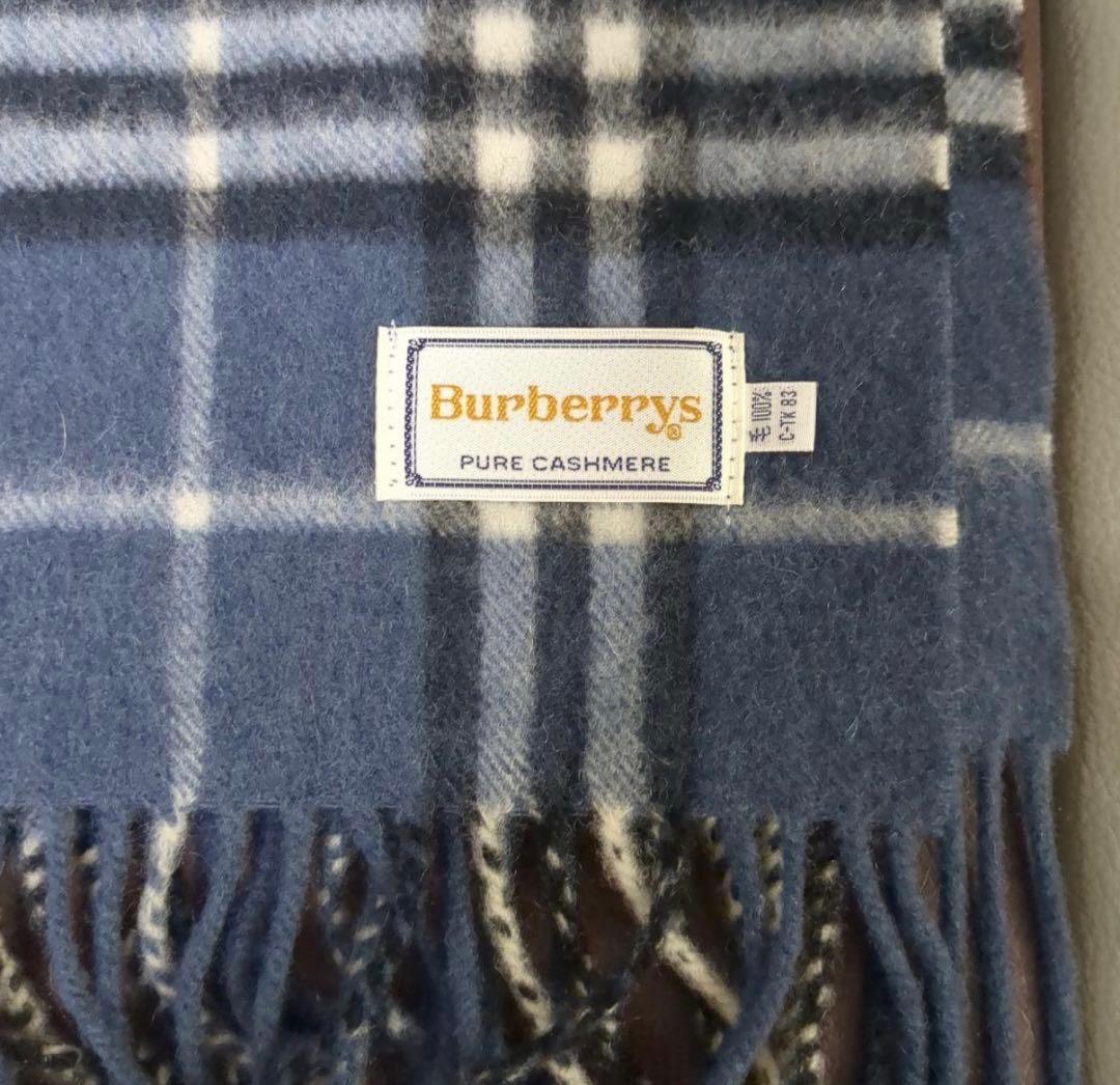 専用ページ☆Burberry バーバリー カシミヤ マフラー ノバチェックブルー