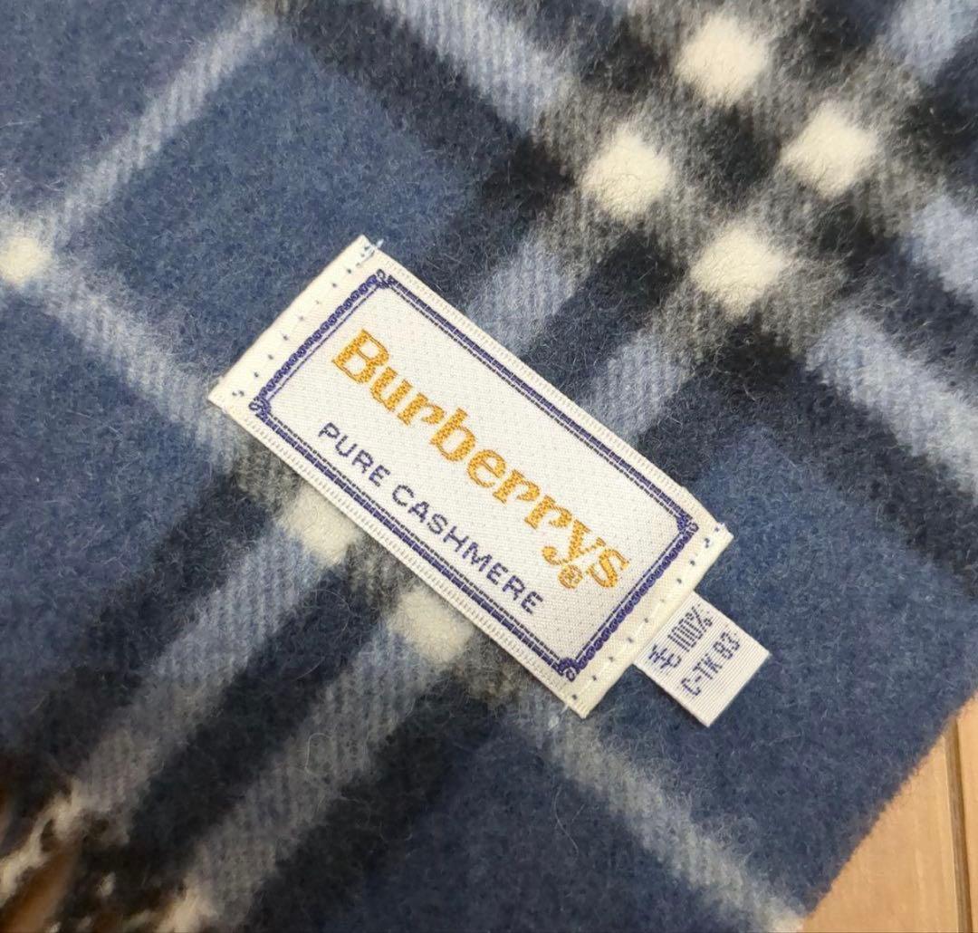 専用ページ☆Burberry バーバリー カシミヤ マフラー ノバチェックブルー
