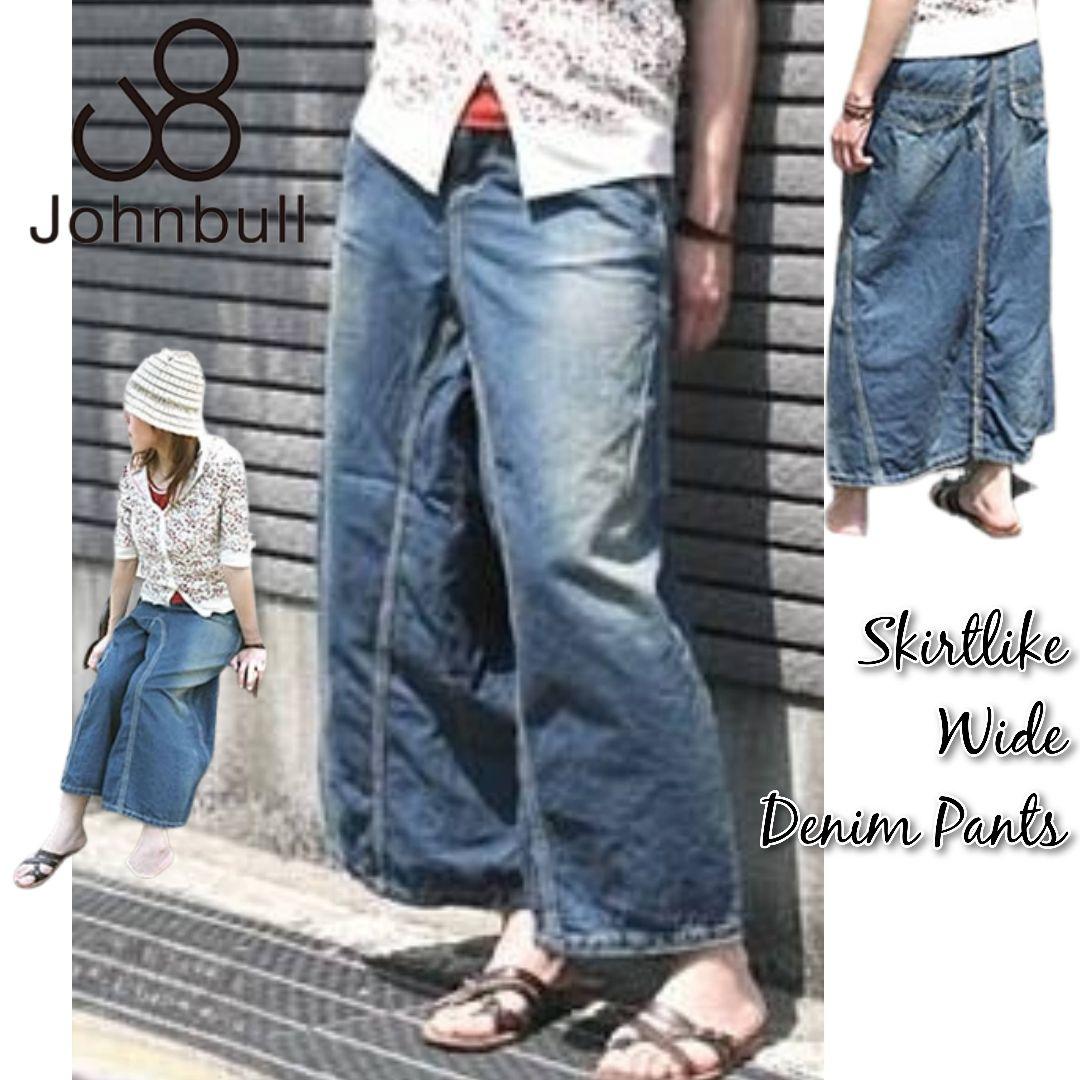 ☆廃盤希少☆ JOHNBULL スカート見え マキシ丈 ワイドデニムパンツ M