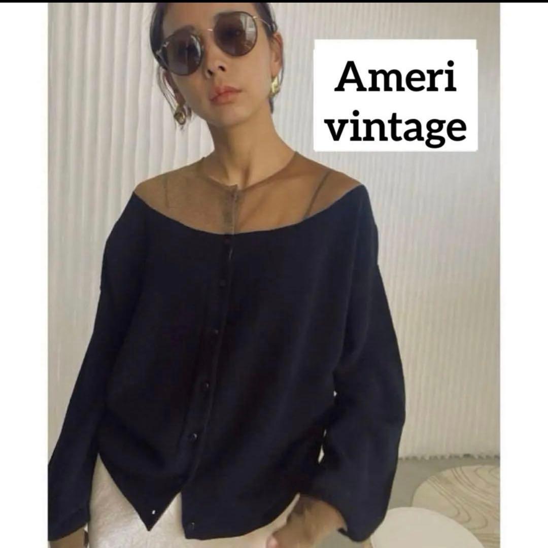 AMERI　GLITTER SHEER DOCKING KNIT