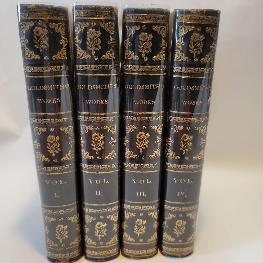 美品英国イギリス アンティーク革装丁Goldsmith's Works 4Vol