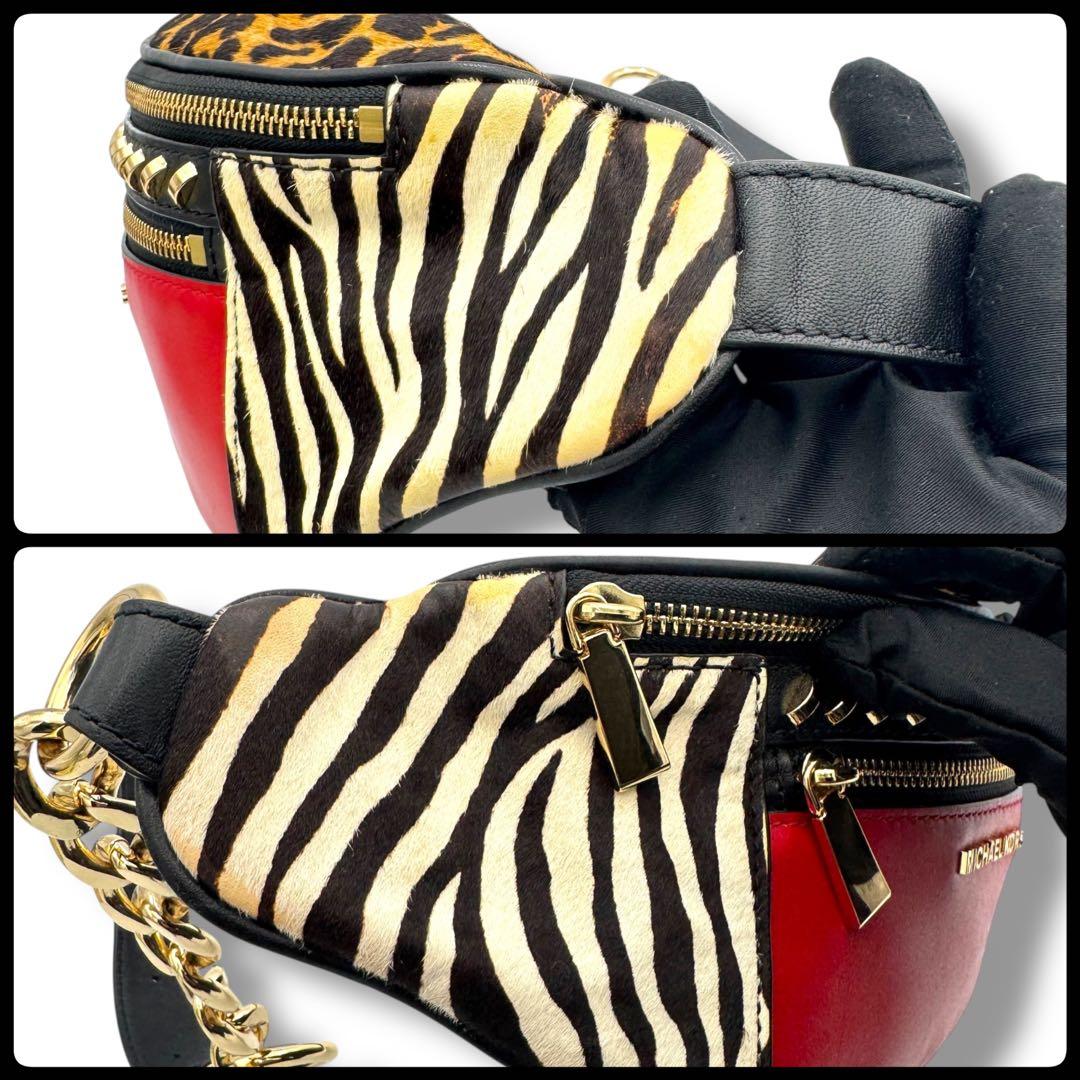 美品　マイケルコース MOTT ミックスレザー ミディアム ボディバッグ