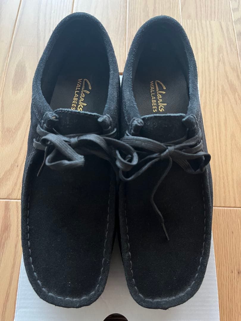 【美品】clarksクラークスワラビーブーツ スエード黒26cm