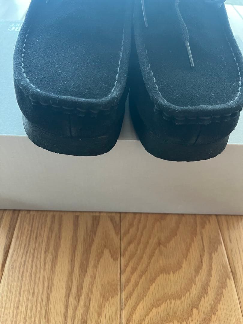 【美品】clarksクラークスワラビーブーツ スエード黒26cm