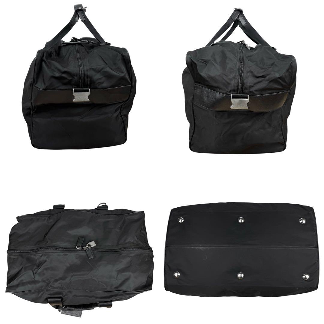 【美品】PRADA プラダ 大容量ボストンバッグ 三角ロゴ 南京錠 ナイロン 黒