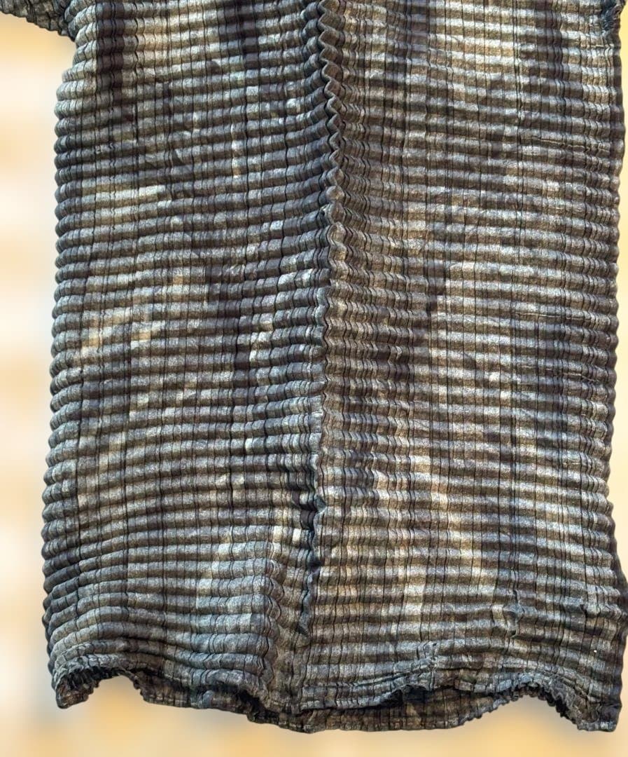 [希少] ISSEY MIYAKE アートプリントワッフルプリーツ 半袖 M