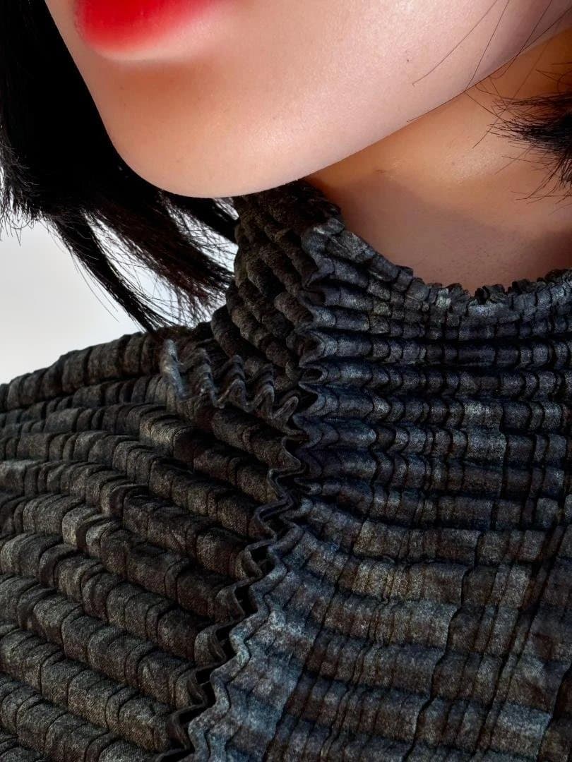 [希少] ISSEY MIYAKE アートプリントワッフルプリーツ 半袖 M
