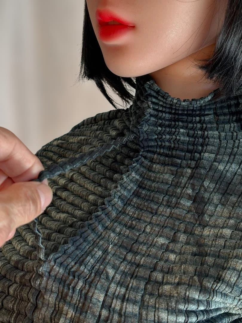 [希少] ISSEY MIYAKE アートプリントワッフルプリーツ 半袖 M