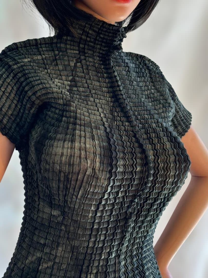 [希少] ISSEY MIYAKE アートプリントワッフルプリーツ 半袖 M