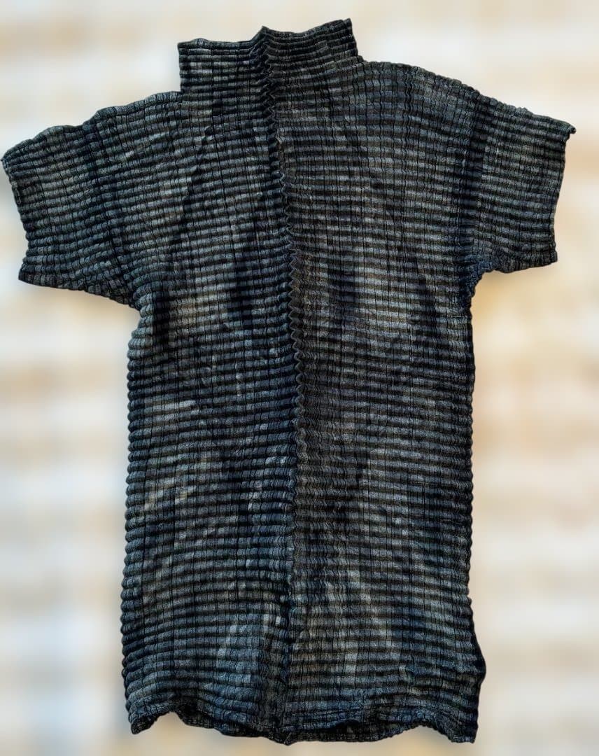 [希少] ISSEY MIYAKE アートプリントワッフルプリーツ 半袖 M