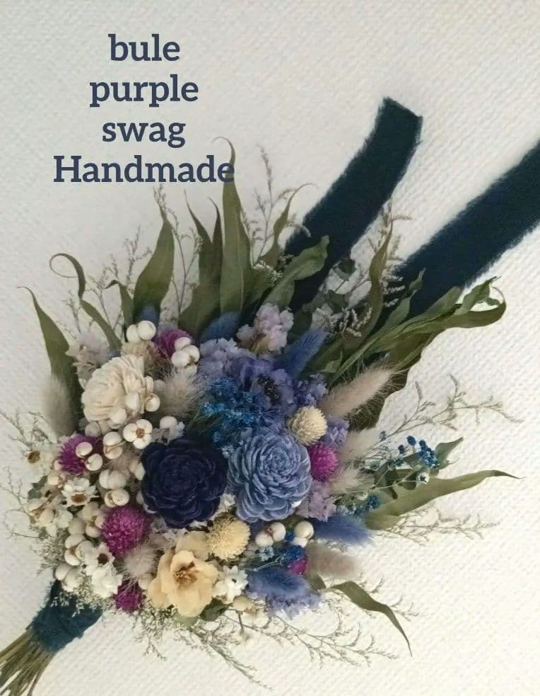 ♡Rusty♡ドライフラワースワッグbulepurple•*¨*•.¸♬♡