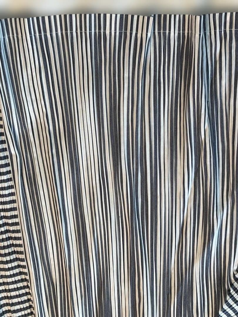 ISSEY MIYAKE プリーツ ミックスストライプ ロング スカート