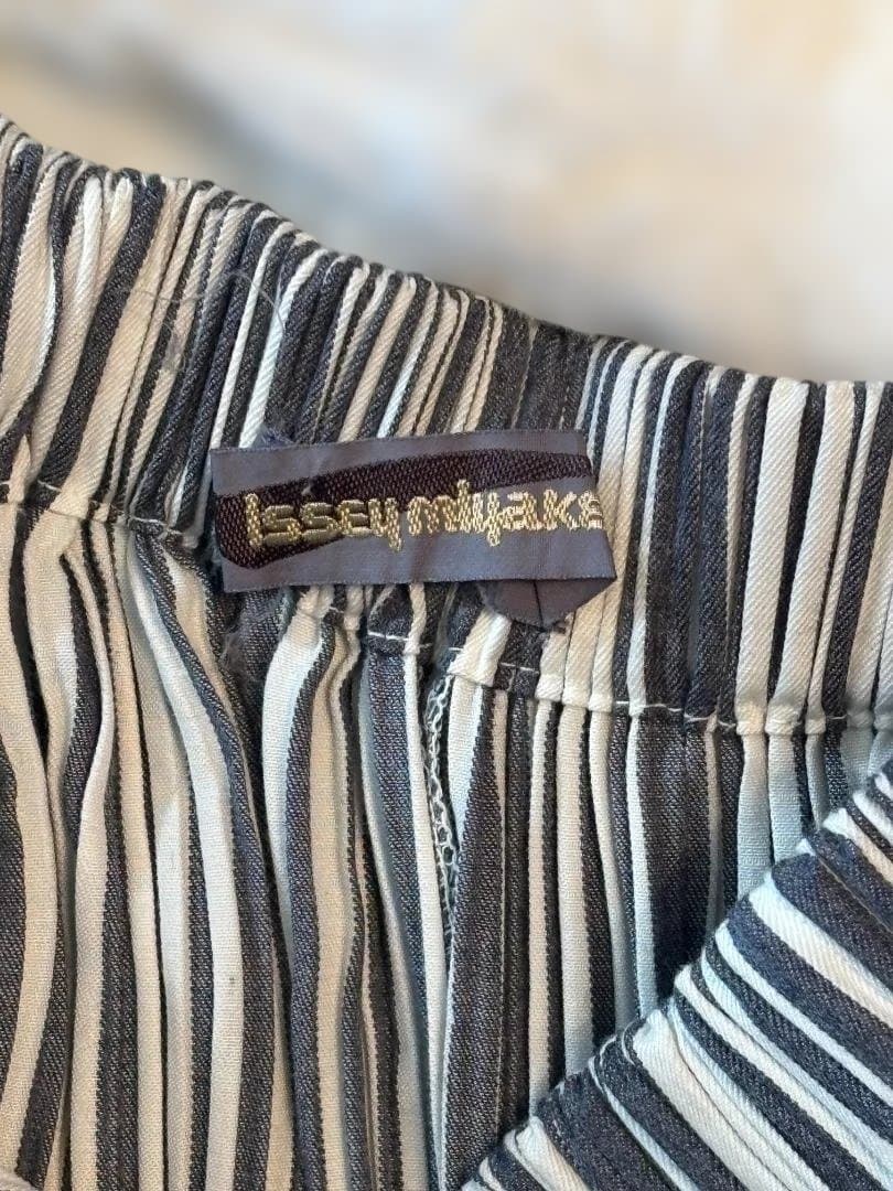 ISSEY MIYAKE プリーツ ミックスストライプ ロング スカート