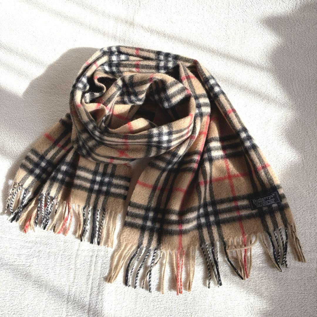 Burberry's ノバチェック柄 100%カシミヤマフラー 　ベージュ