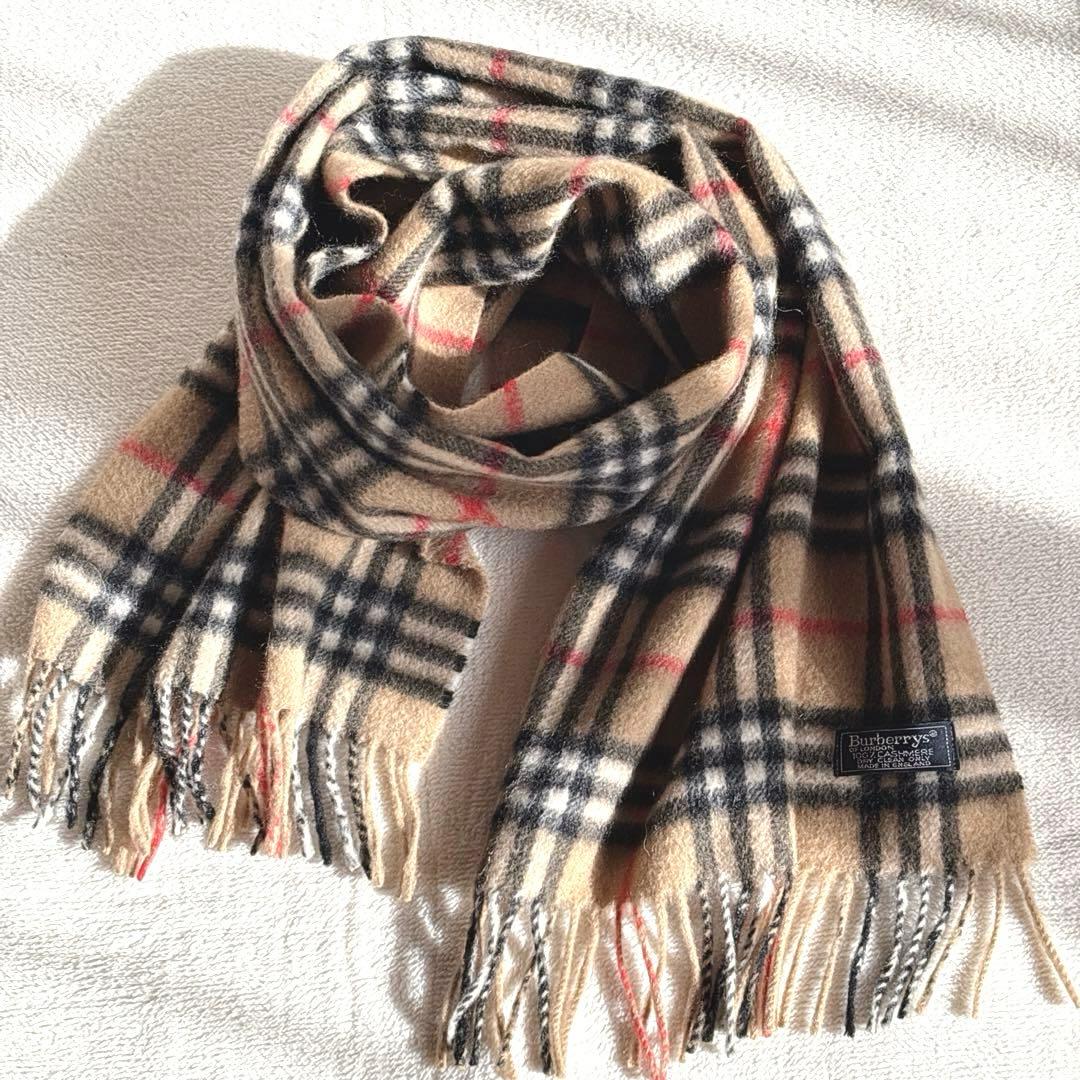 Burberry's ノバチェック柄 100%カシミヤマフラー 　ベージュ
