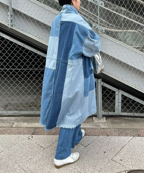 etsinta エシンタ デニムパッチワークモッズコート